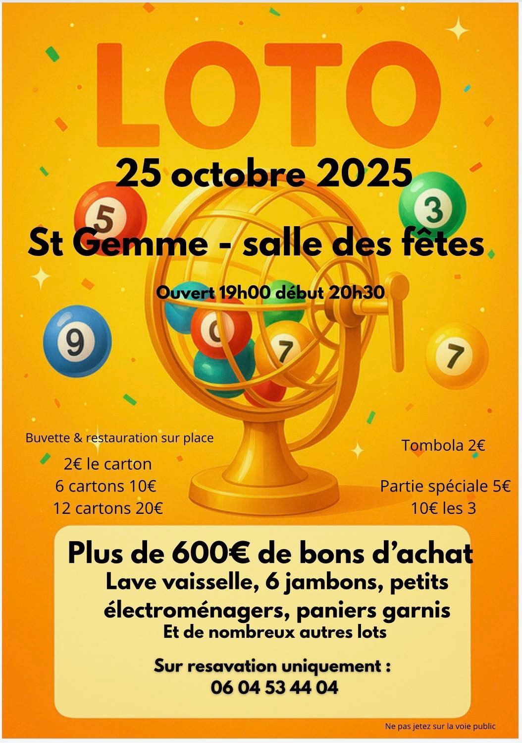 affiche Loto à  Sainte-Gemme