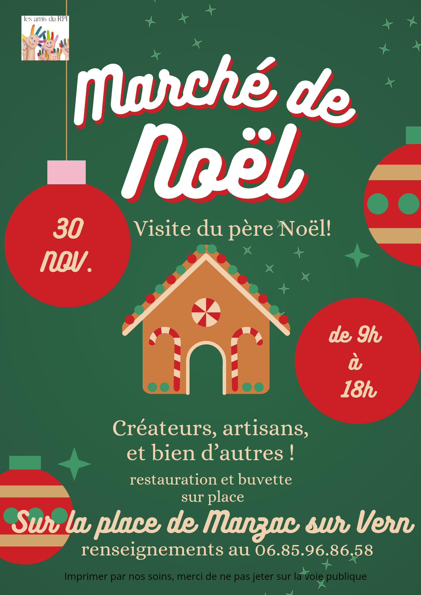 affiche Marché de Noël à  Manzac-sur-Vern