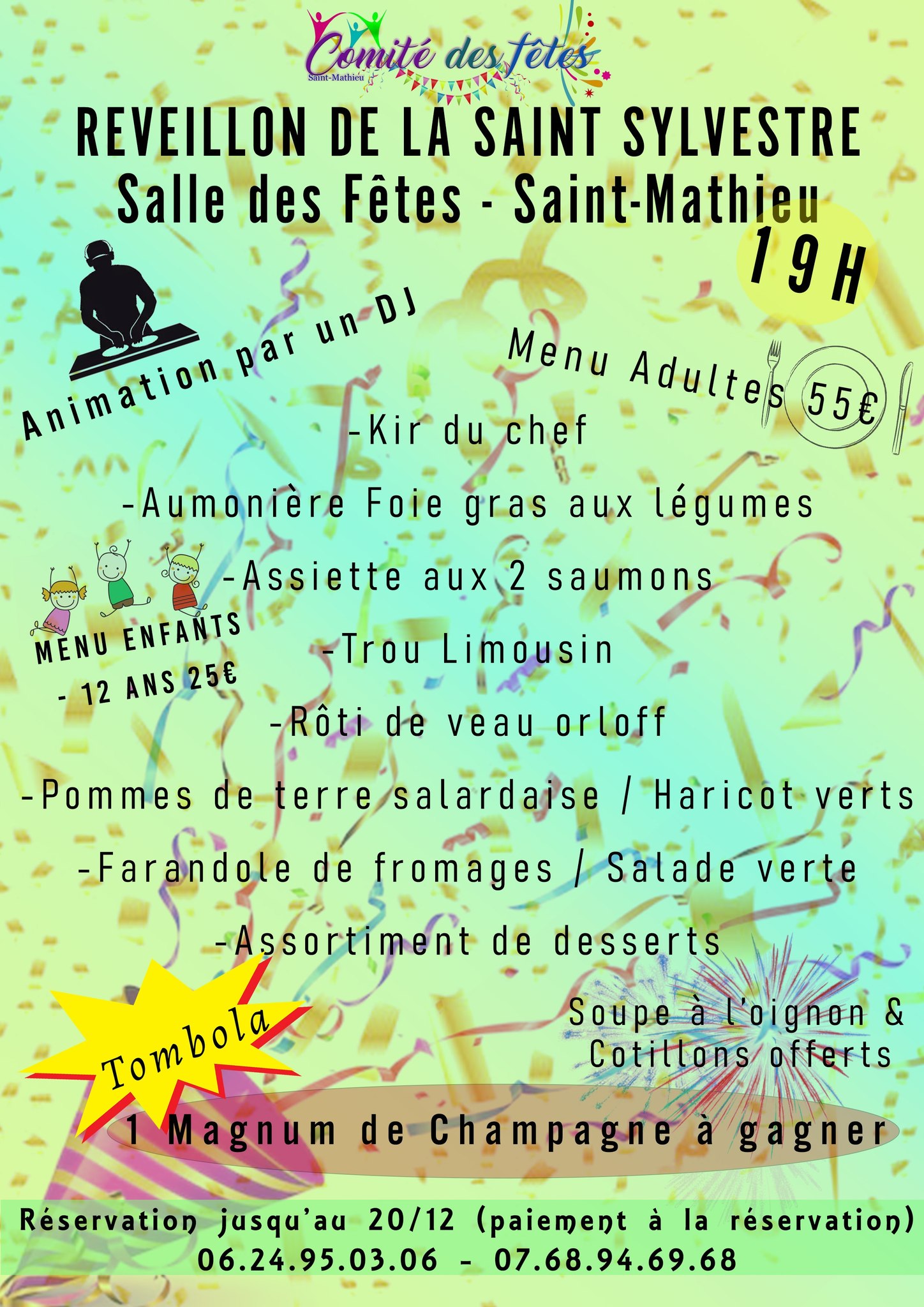 affiche REVEILLON DE LA SAINT SYLVESTRE à Saint-Mathieu