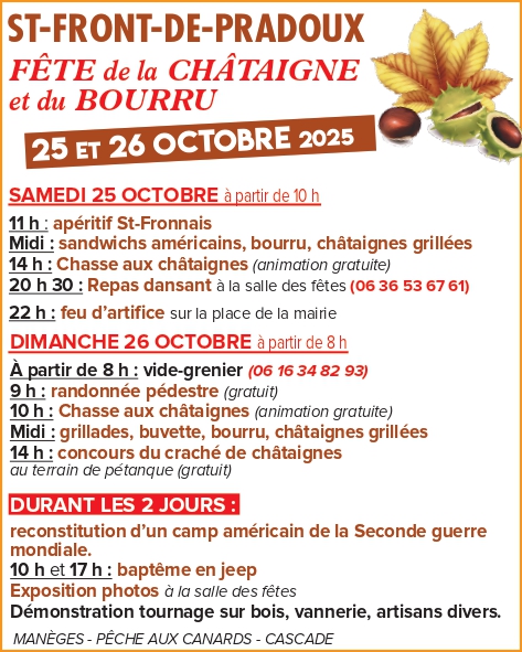 affiche FETE de la CHATAIGNE et du BOURRU à Saint-Front-de-Pradoux