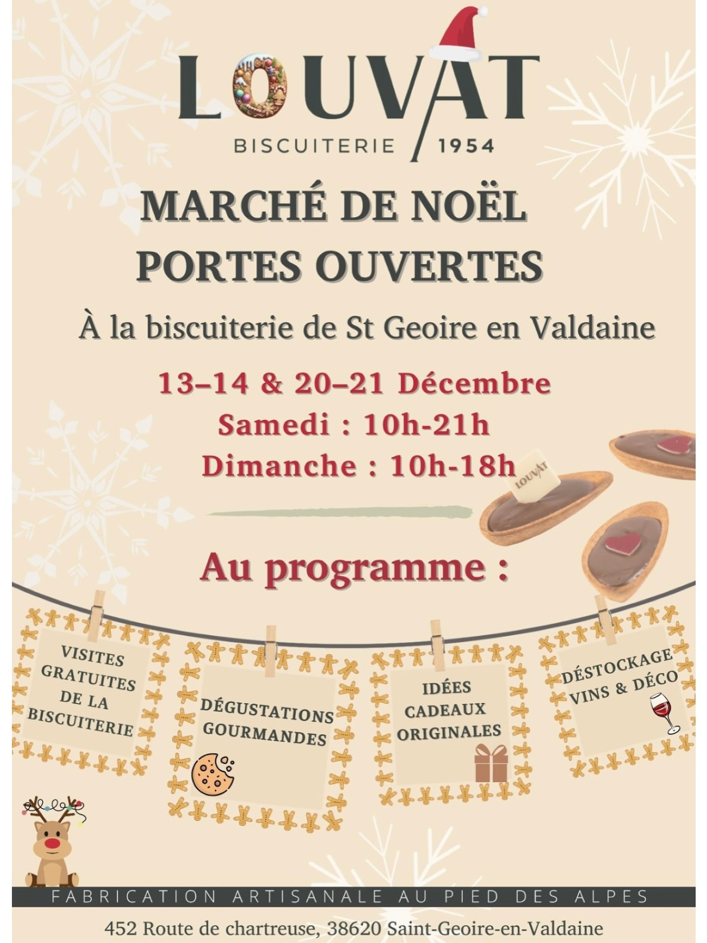 affiche Marché de Noël Biscuiterie Louvat à Saint-Geoire-en-Valdaine