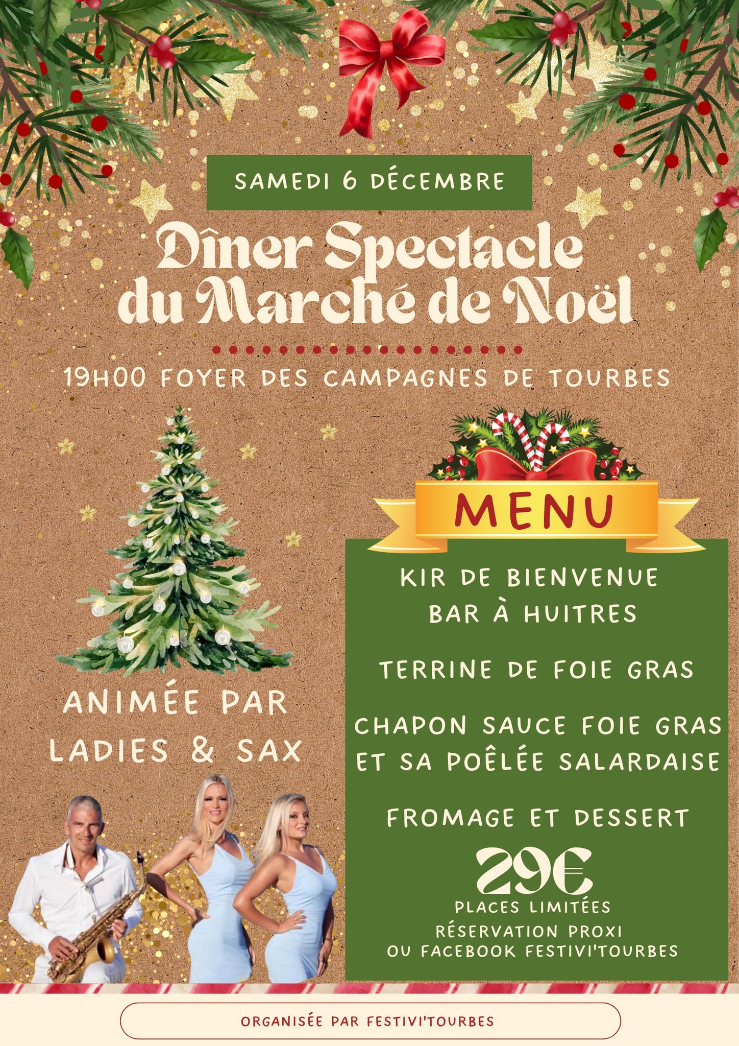 affiche Diner Spectacle du Marché de Noël à Tourbes