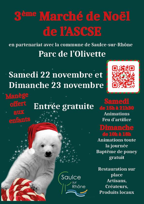 affiche 3ème Marché de Noël de l'ASCSE à  Saulce-sur-Rhône