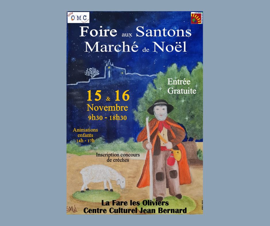 affiche Foire aux Santons Marché de Noël à La Fare-les-Oliviers