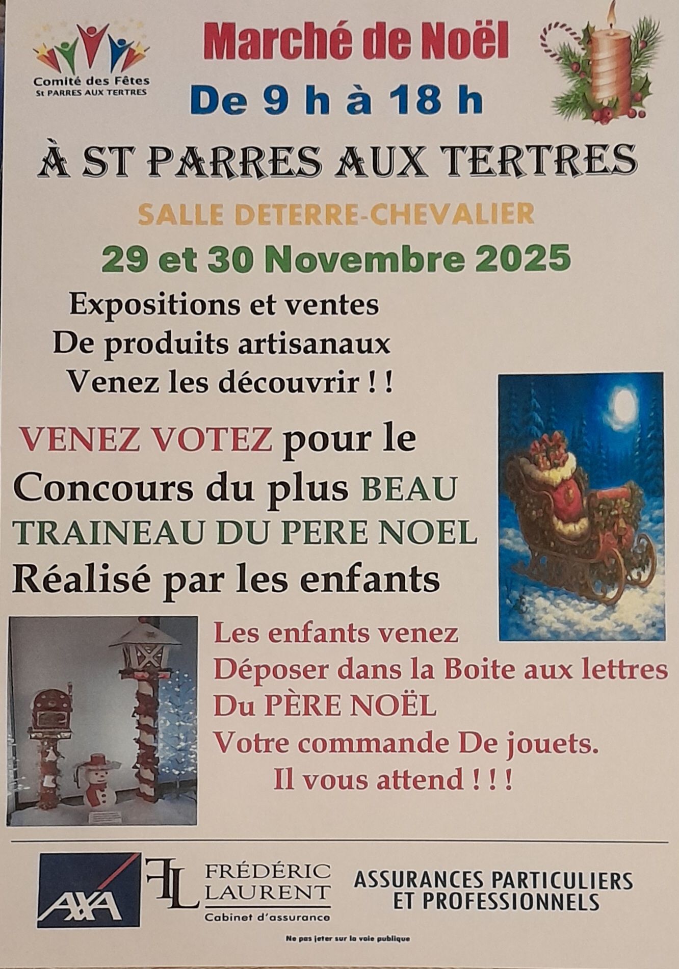 affiche Marché de Noël à  Saint-Parres-aux-Tertres