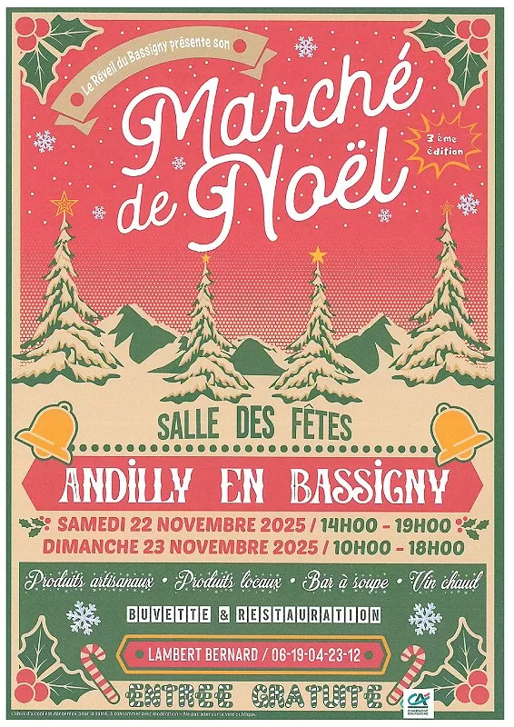 affiche MARCHÉ DE NOËL À ANDILLY EN BASSIGNY à  Andilly-en-Bassigny