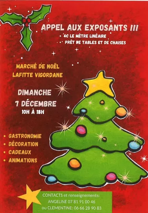 affiche MARCHÉ DE NOËL - APPEL AUX EXPOSANTS à  Lafitte-Vigordane