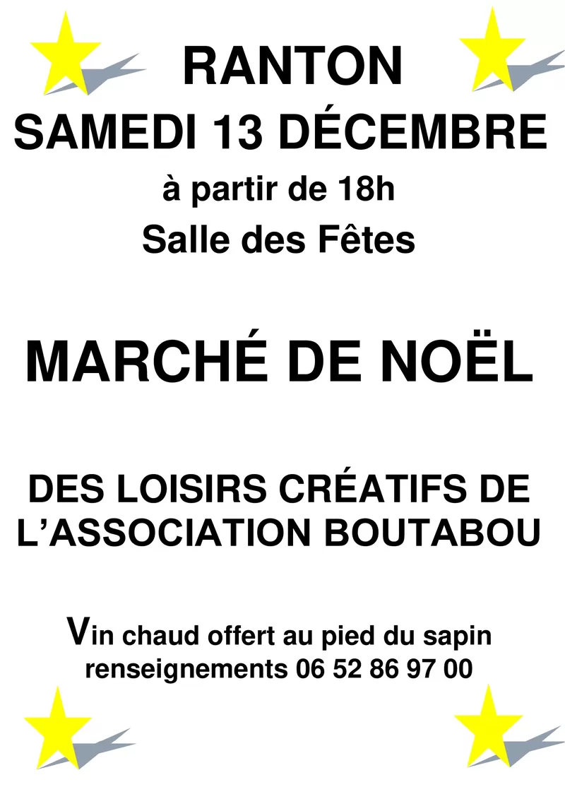 affiche Marché de Noël de l'association BOUTABOU à  Ranton