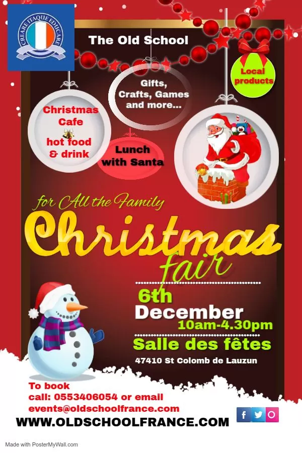 affiche Marché de Noël - The Old School à Saint-Colomb-de-Lauzun