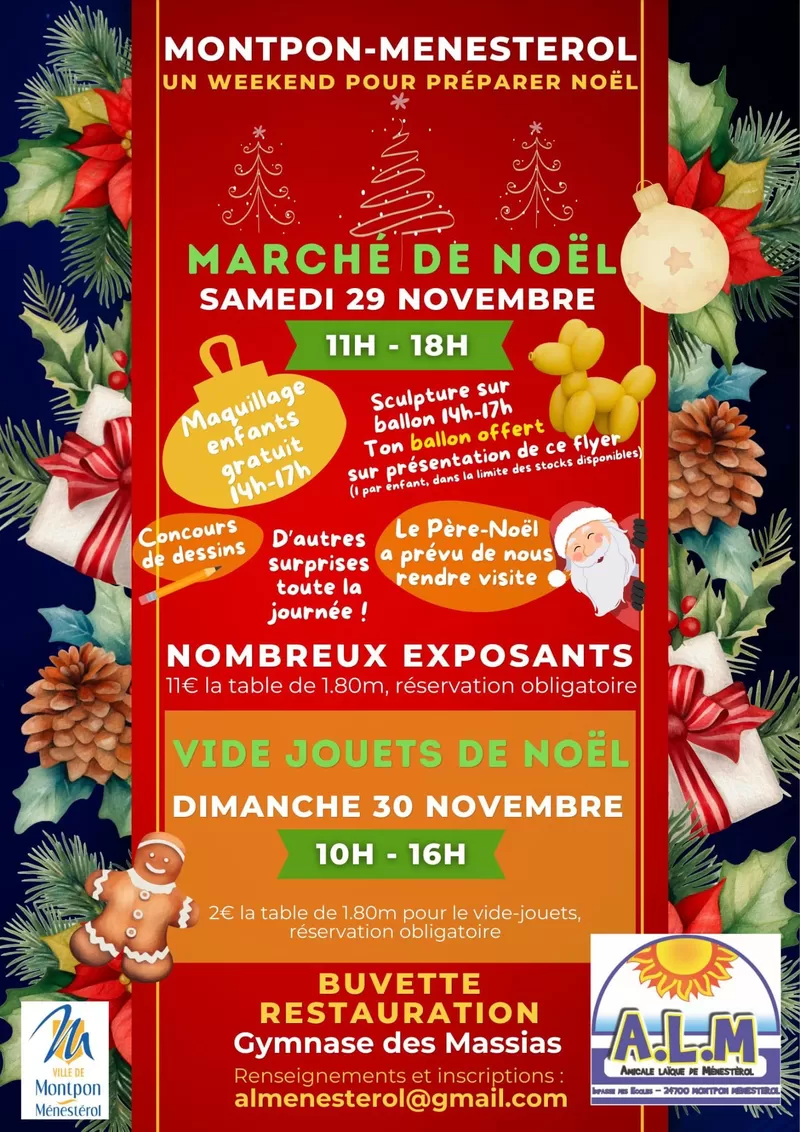 affiche Marché de Noël à Montpon-Ménestérol