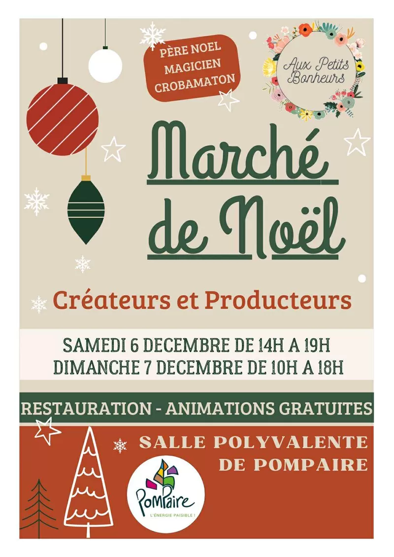 affiche Marché de Noël des petits bonheurs - Pompaire à  Pompaire