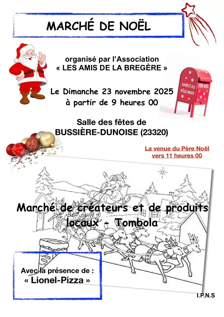 affiche Marché de Noël à  Bussière-Dunoise