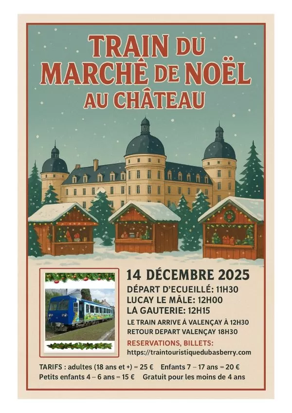 affiche Train du marché de Noël au château à Écueillé