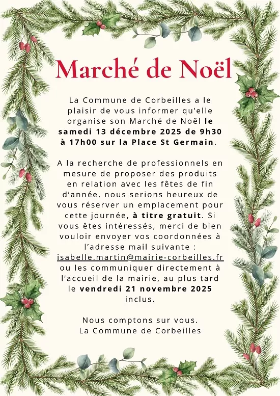 affiche Marché de Noël à  Corbeilles