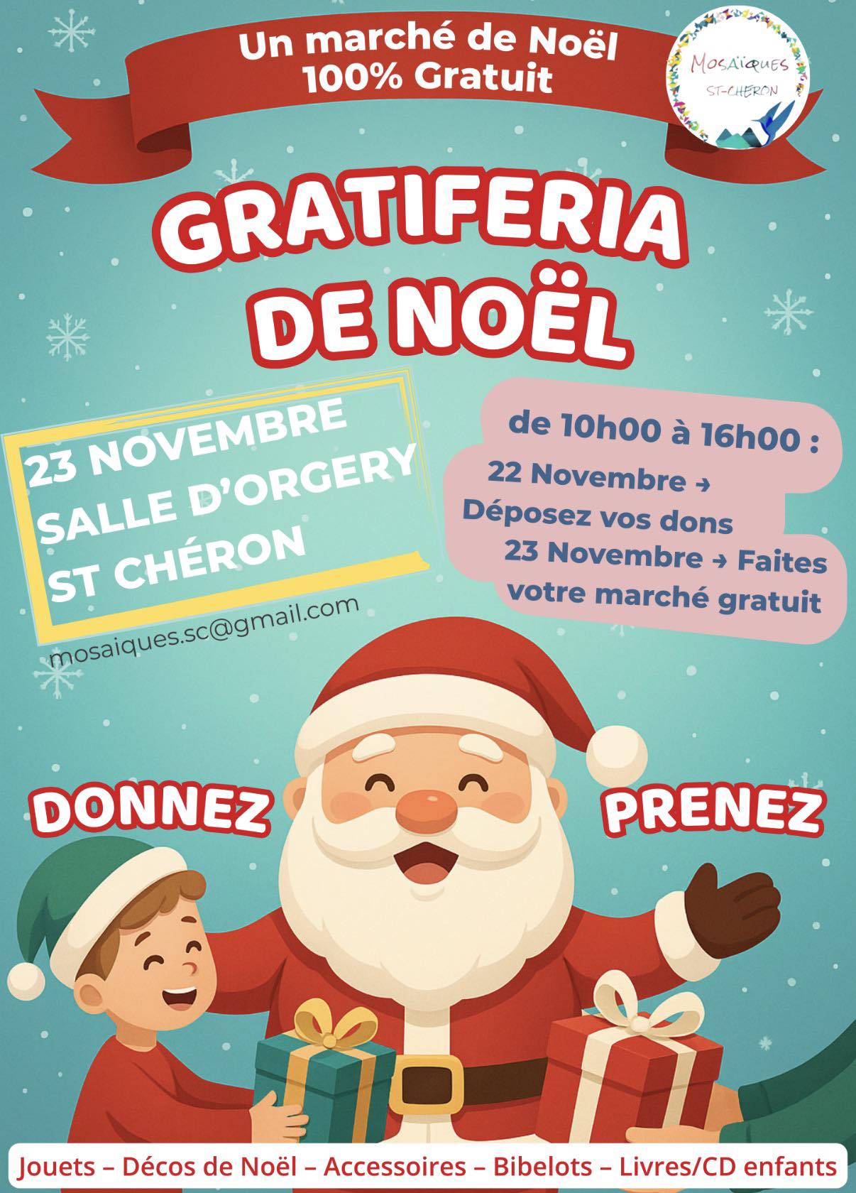 affiche Gratiferia de Noël à  Saint-Chéron