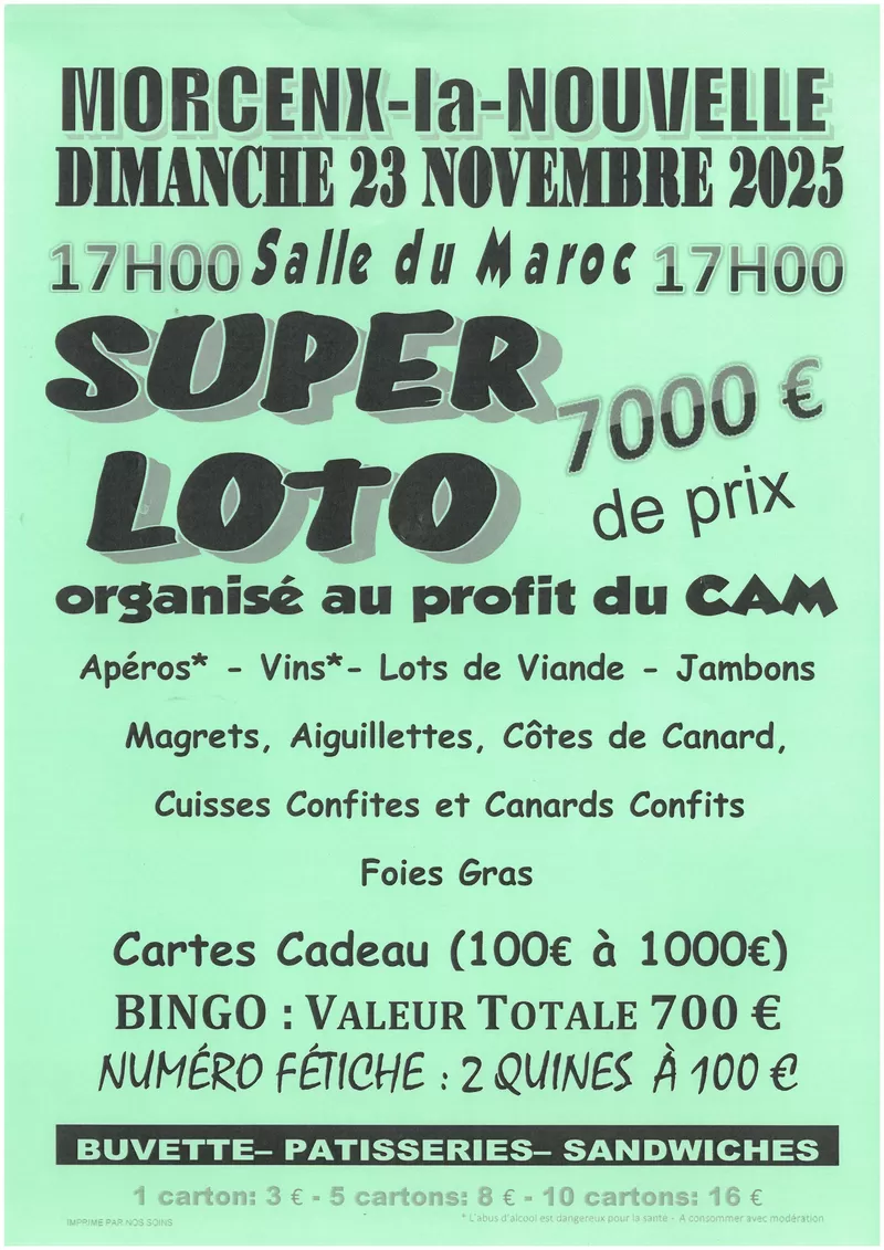 affiche Loto du CAM à Morcenx