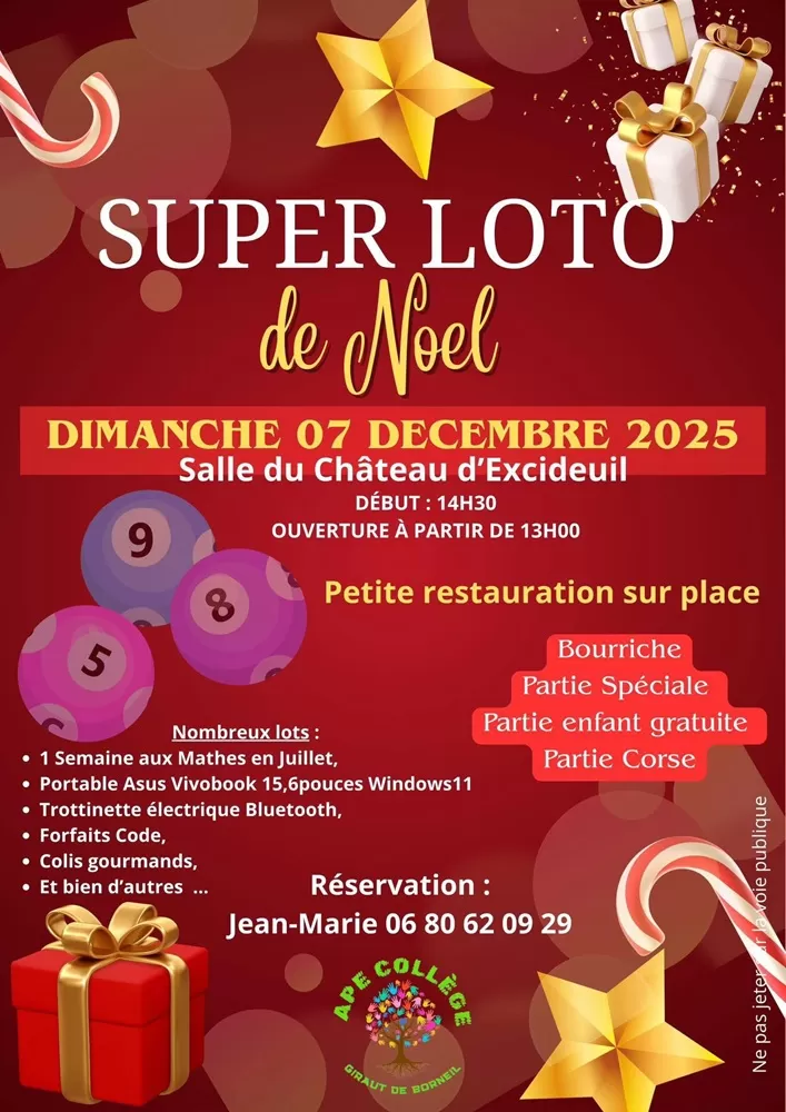 affiche Super loto de Noël à Excideuil