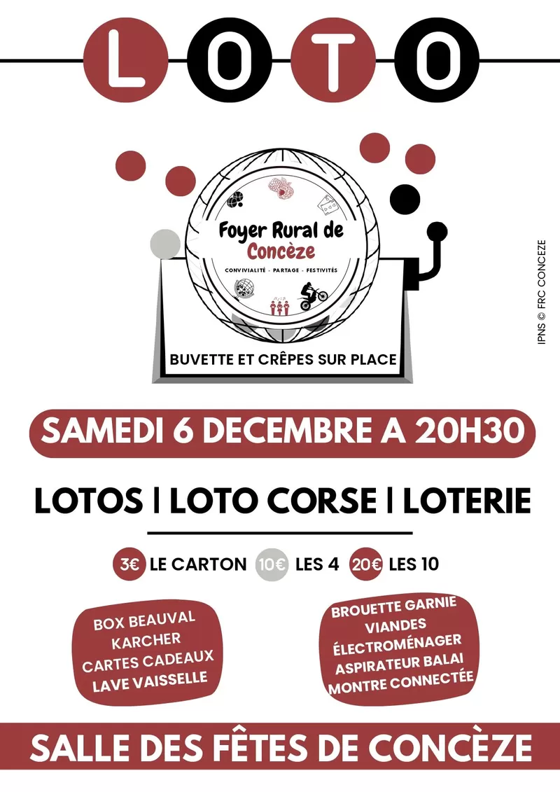 affiche Loto du Foyer Rural de Concèze à Concèze
