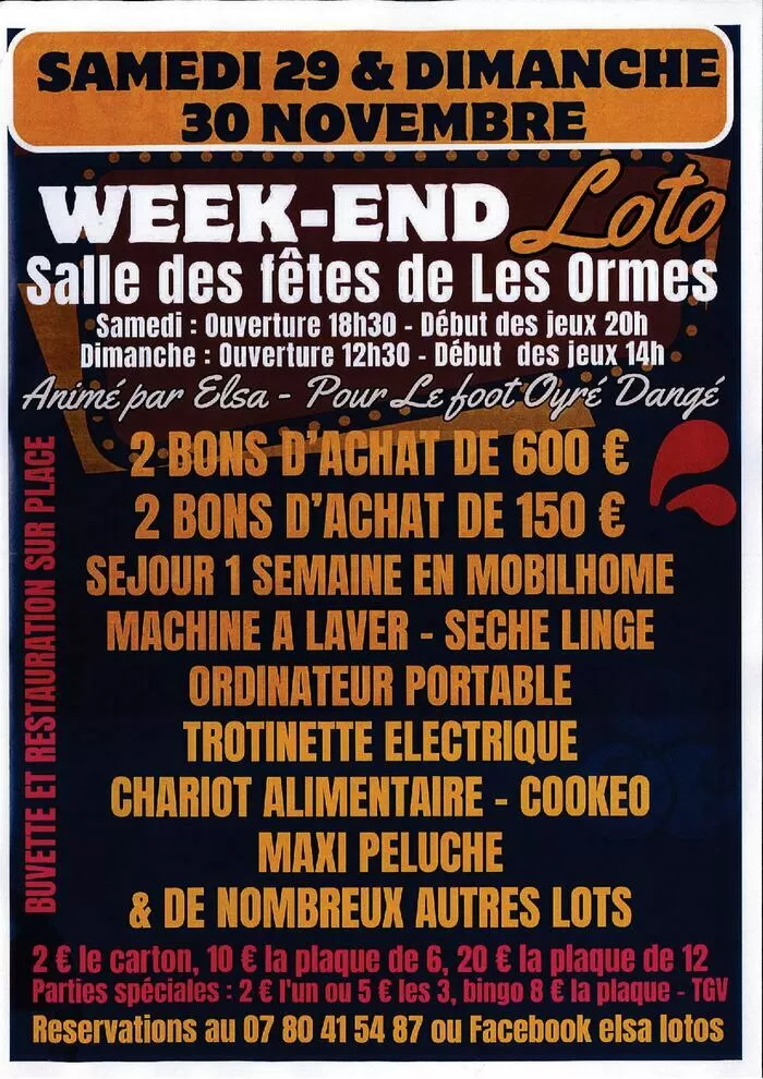 affiche WEEKEND LOTO LES 29 ET 30 NOVEMBRE 2025 - ESOD FOOT à Les Ormes