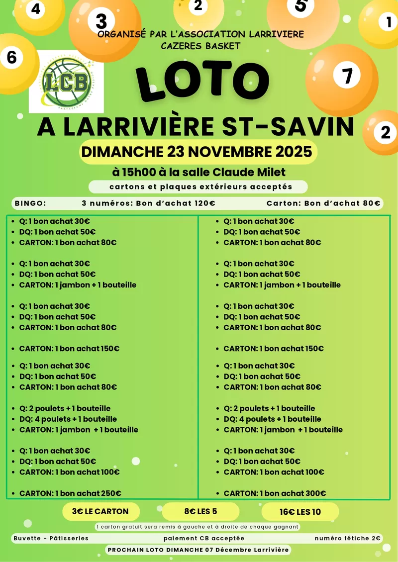 affiche Loto Bingo à  Larrivière-Saint-Savin