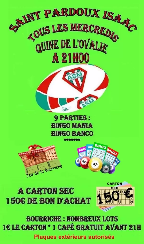 affiche Loto des supporters de l'ASM XV à  Saint-Pardoux-Isaac
