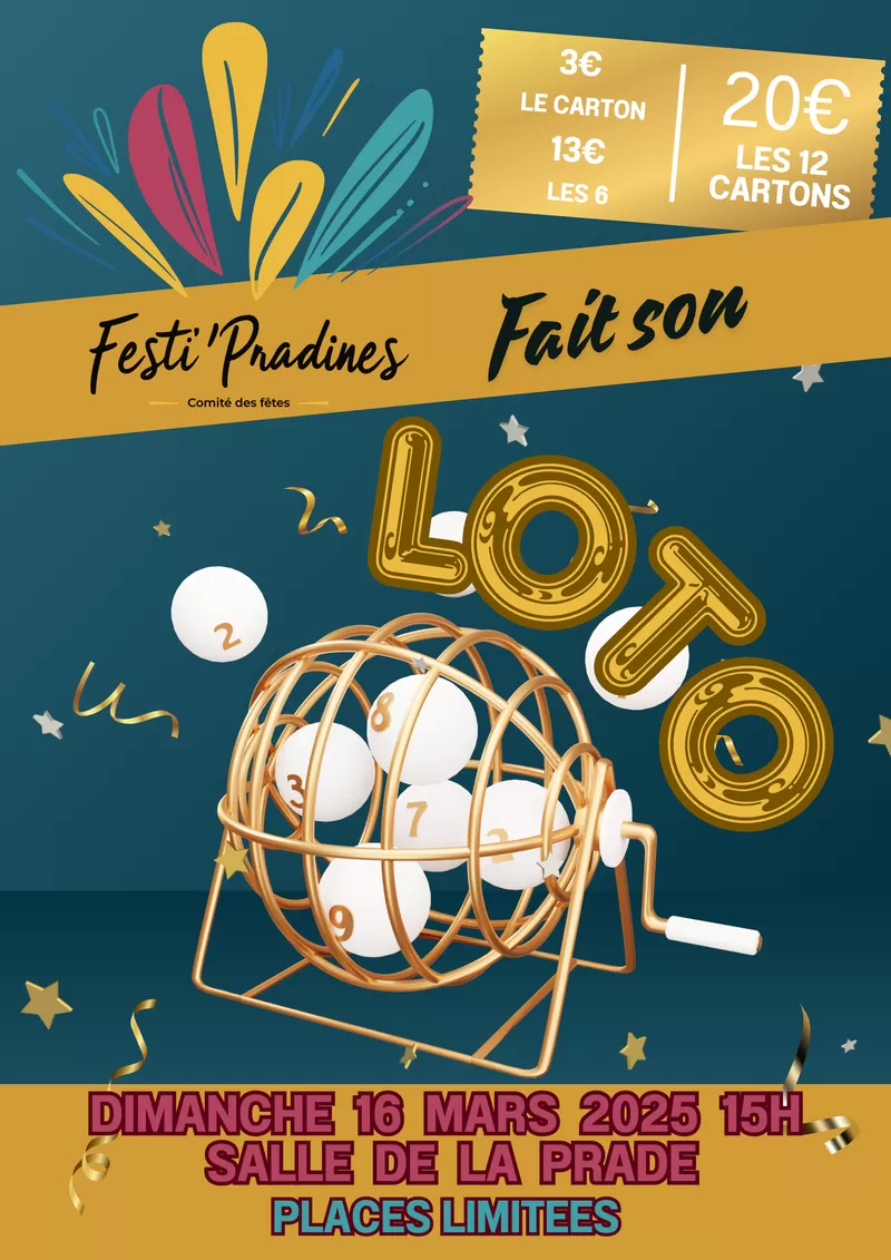 affiche Loto du Comité des Fêtes à Pradines