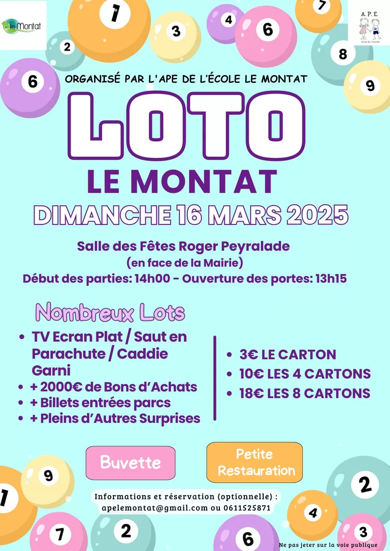 affiche Loto de l'APE de l'école à Le Montat