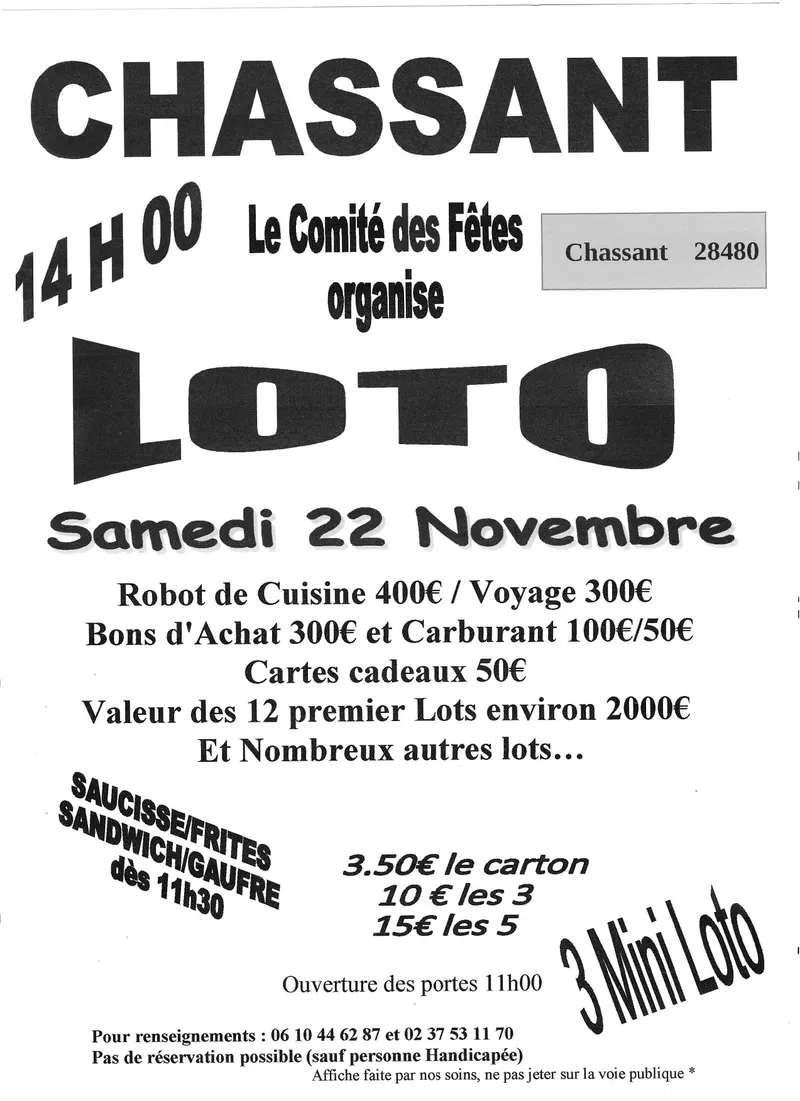 affiche Loto - Chassant à  Chassant