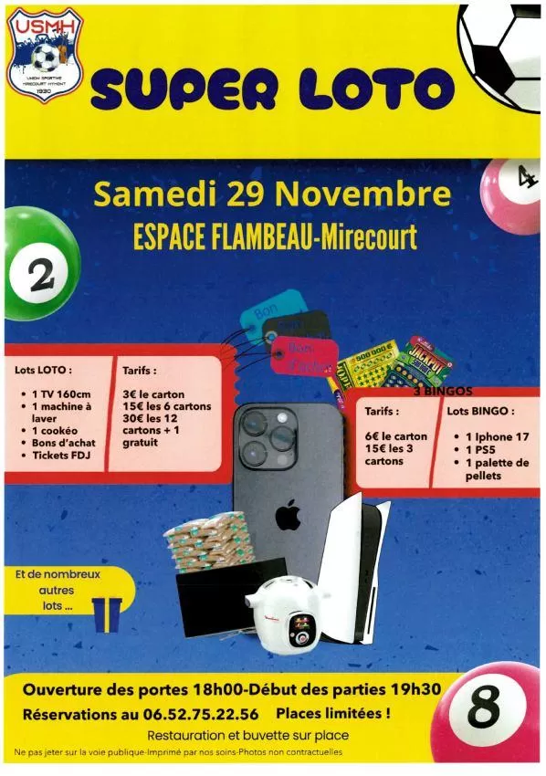 affiche Super loto Union Sportive de Mirecourt Hymont à  Mirecourt