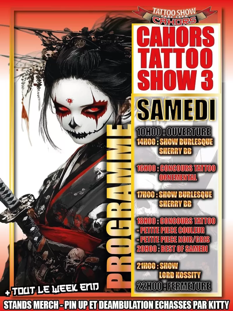 affiche 3e édition du Salon du tatouage et du manga : Cahors Tattoo Show à  Fontanes