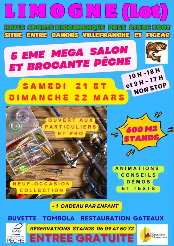 affiche Brocante et Salon de Pêche à Limogne-en-Quercy