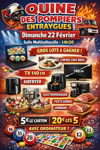 affiche Loto-quine des Pompiers à  Entraygues-sur-Truyère