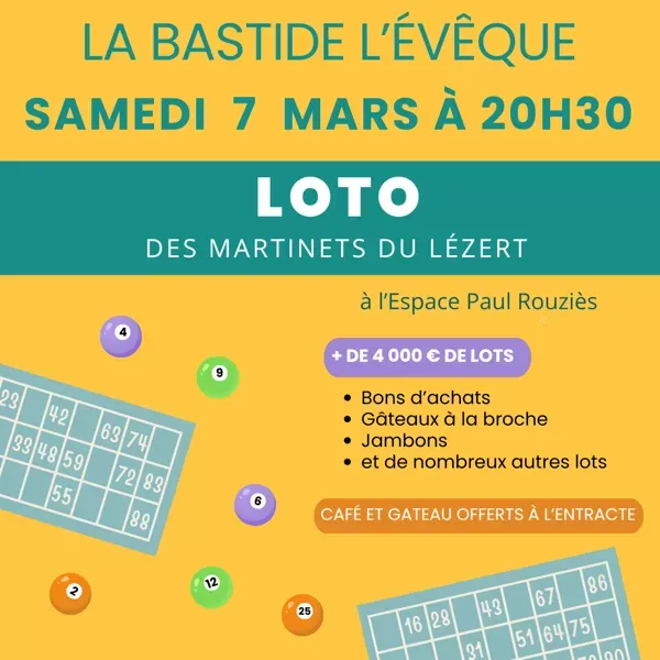 affiche Loto des Martinets du Lézert à La Bastide l'Evêque à La Bastide-l'Évêque