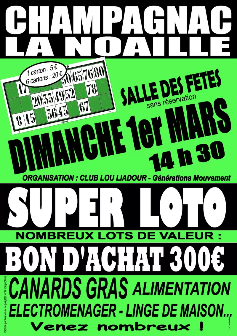 affiche SUPER LOTO à  Champagnac-la-Noaille