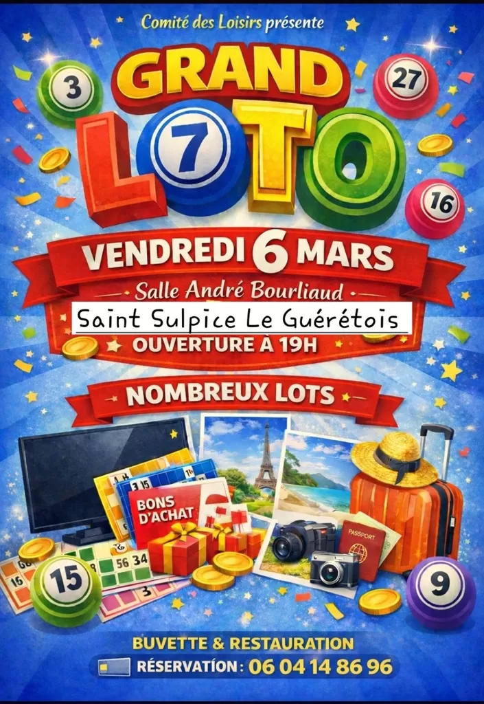 affiche Grand loto à Saint-Sulpice-le-Guérétois