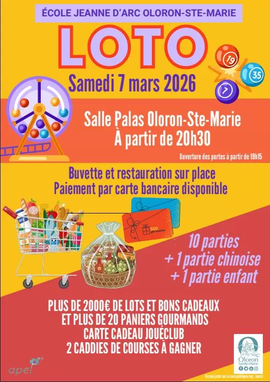 affiche Loto de l'école Jeanne d'Arc à  Oloron-Sainte-Marie