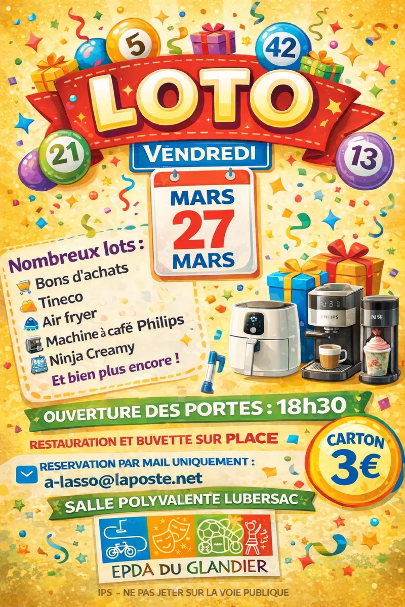 affiche Loto de l'EPDA du Glandier à  Lubersac
