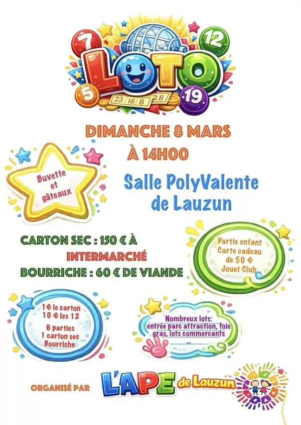 affiche Loto de l'APE à Lauzun