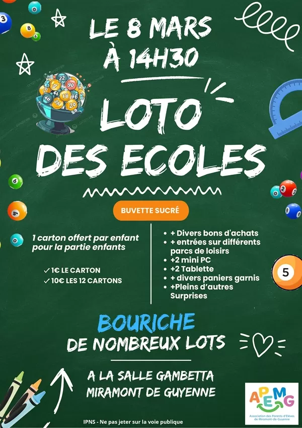 affiche Loto des écoles à Miramont-de-Guyenne