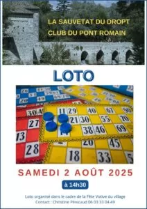 affiche Loto du Club du Pont Romain à La Sauvetat-du-Dropt