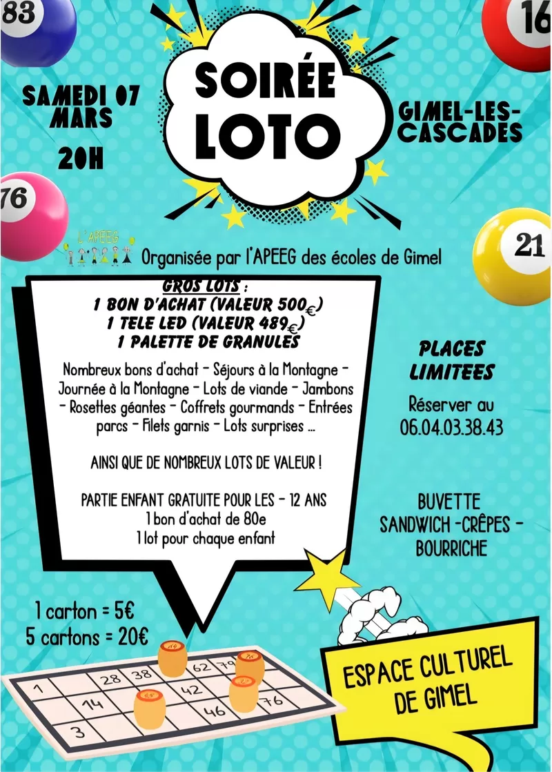 affiche Soirée Loto à  Gimel-les-Cascades