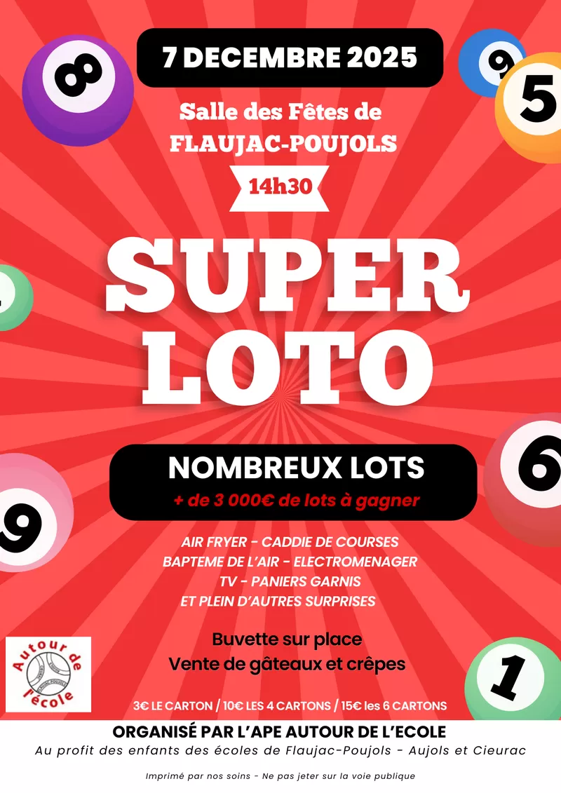 affiche Loto de l'APE à Flaujac-Poujols