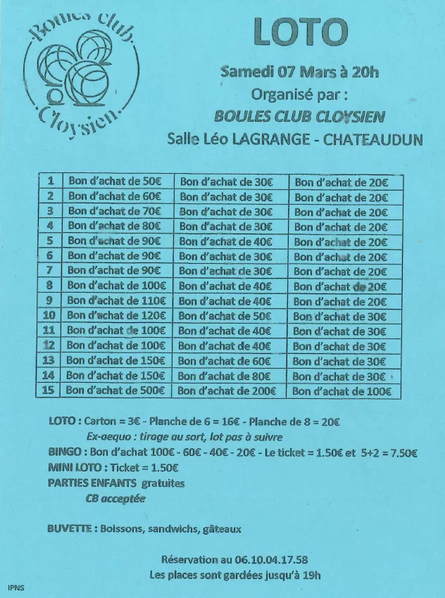 affiche Loto à  Châteaudun