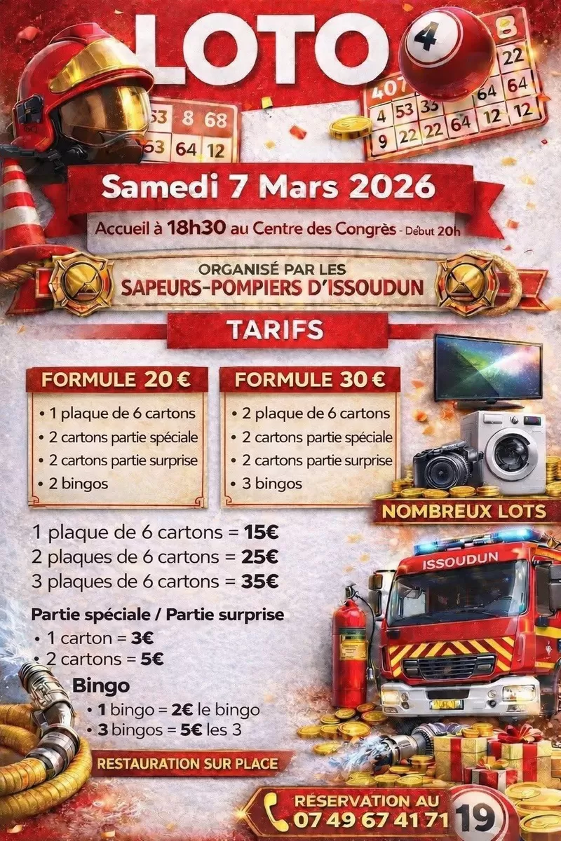 affiche Loto des Sapeurs-Pompiers d'Issoudun à  Issoudun