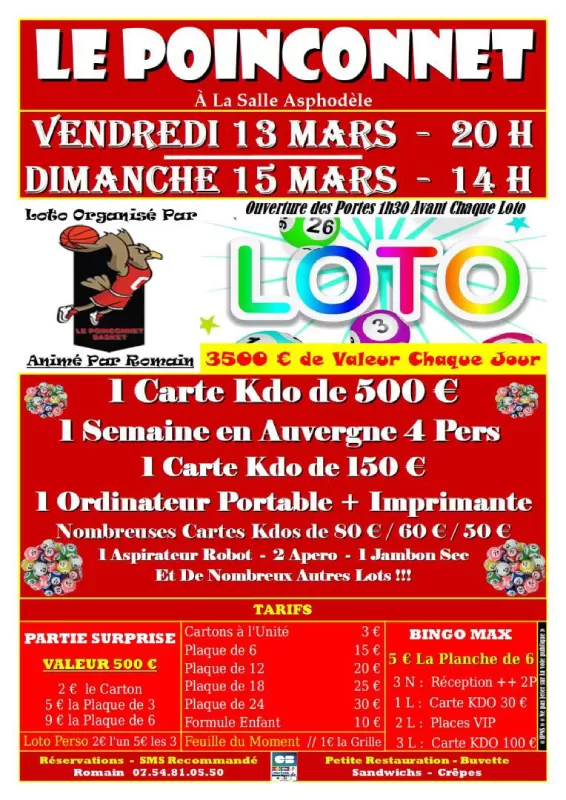 affiche Loto annuel du Poinçonnet basket à Le Poinçonnet