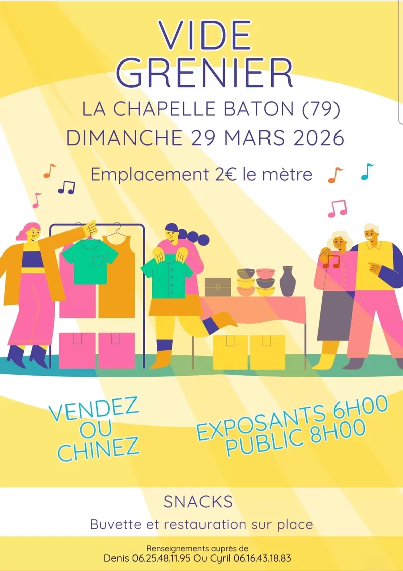 affiche Vide grenier APE La Chapelle-Baton/St Christophe à La Chapelle-Bâton