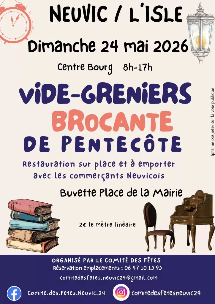 affiche Vide-Greniers Brocante à  Neuvic