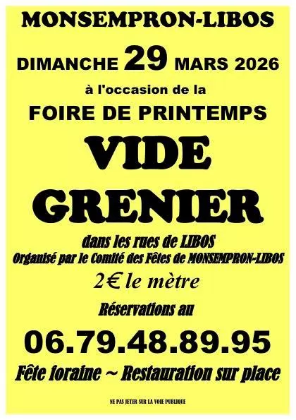 affiche Vide Grenier à  Monsempron-Libos