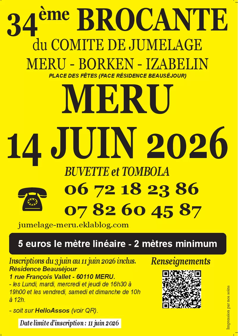 affiche 34eme brocante Comité de jumelage Méru-Borken-Izabelin à  Méru