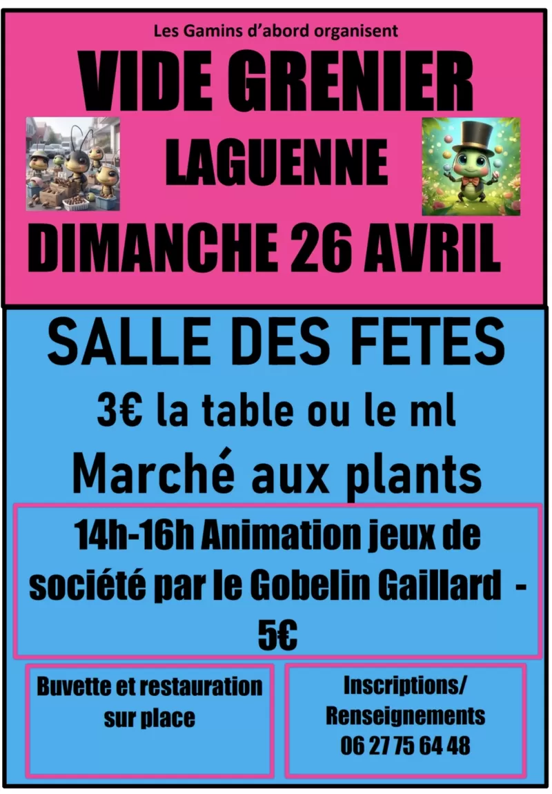 affiche Vide grenier et Foire aux plans à  Laguenne